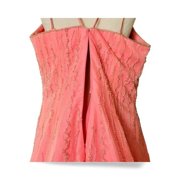 Alfred Angelo Coral Pink Beaded Princess Plus Size Prom Dress - Picture 9 of 16